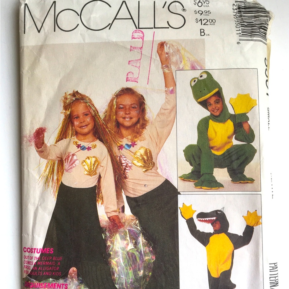 Mermaid Frog Alligator McCall's 5501 Sewing patterns Costumes